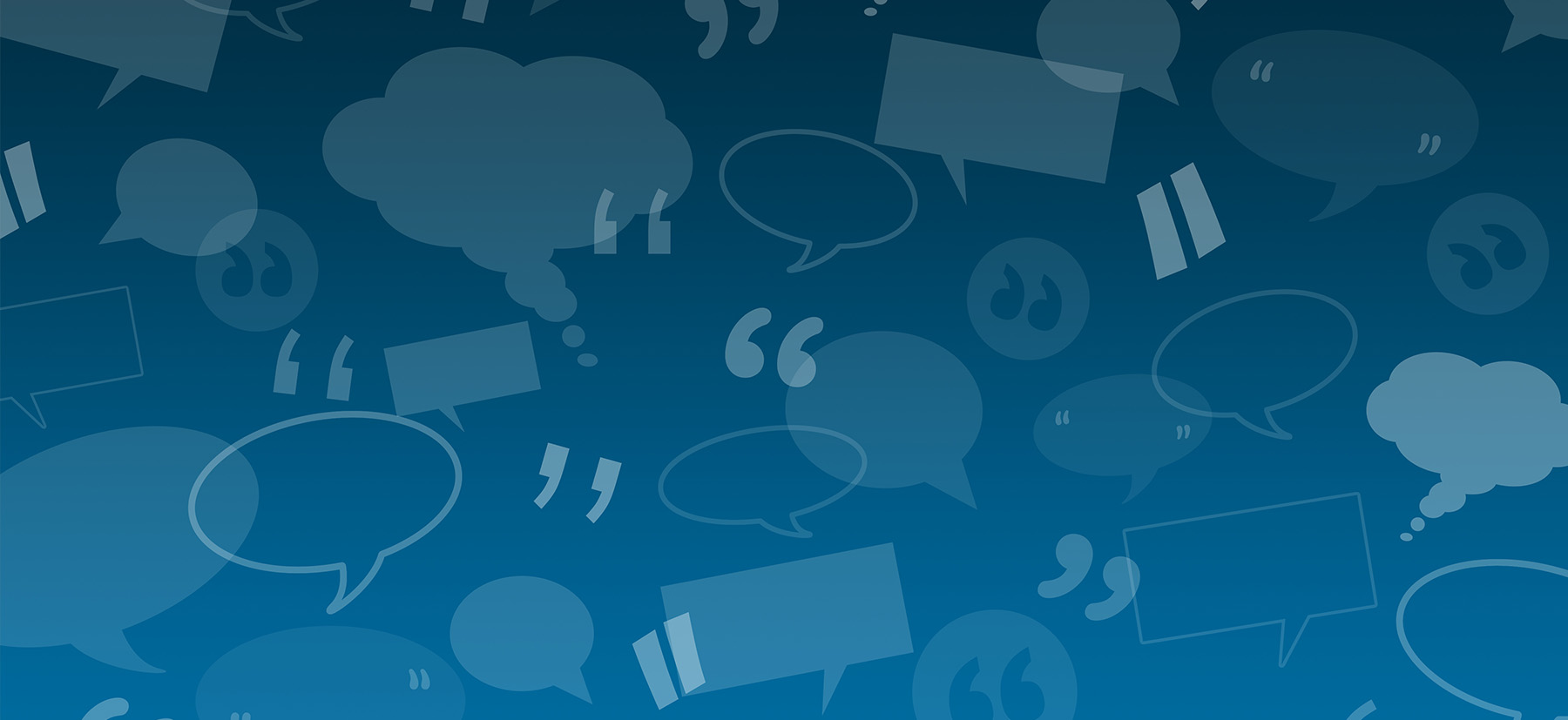 An image of a blue textured background with various speech bubble icons in different sizes and colors, resembling a social media interface.